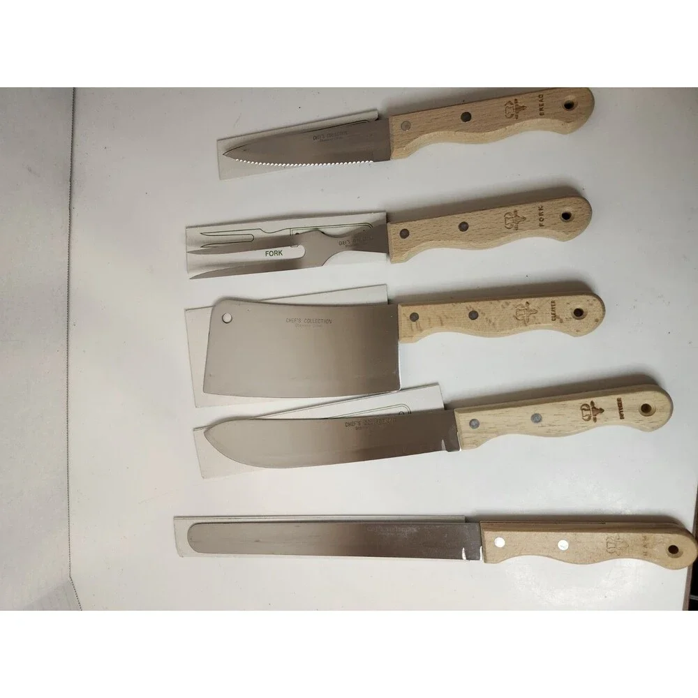 Lot Of 5 Vintage Chefs Collection Knives & Serving Fork